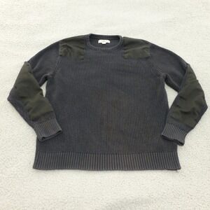 Goodthreads Sweater Mens Medium Black Military Elbow Patches Utility Cotton